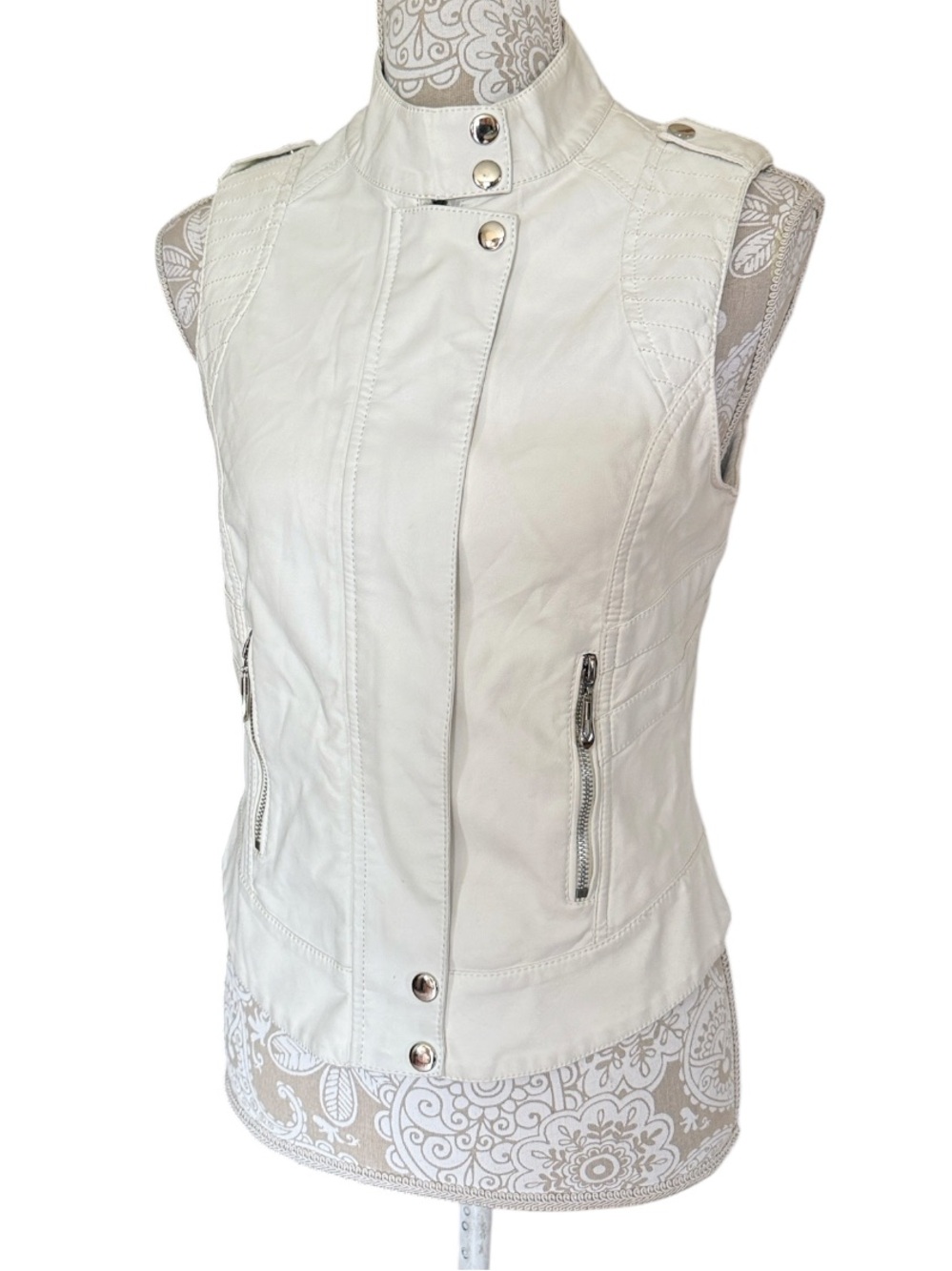 Faux leather moto vest